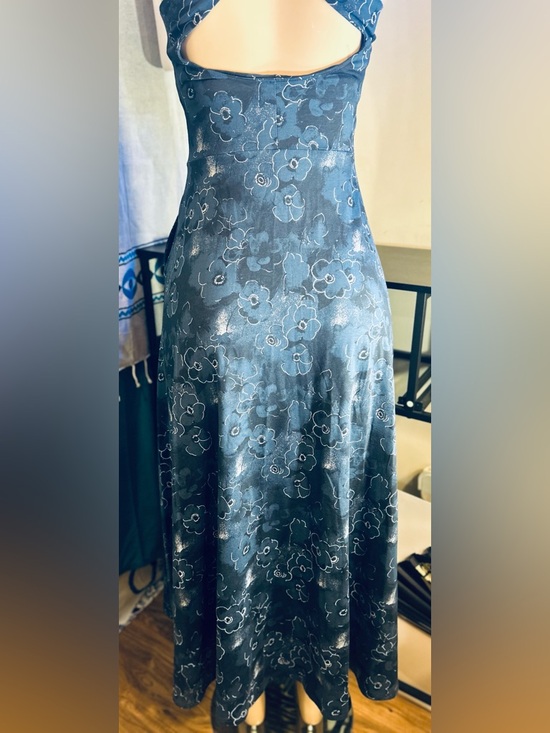 Pact New Blue Strappy open Back Floral Maxi Dress w Side Pockets - Picture 9 of 10